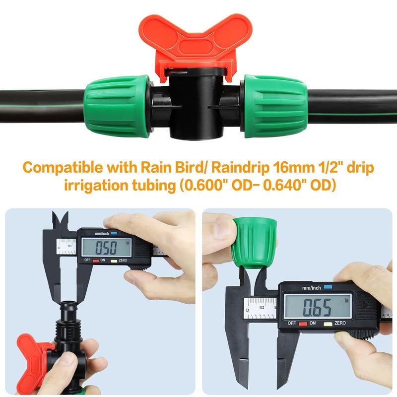 Gardrip 10 Pack Drip Irrigation Valve for 1/2 Inch Drip Tubing (1/2" ID x 0.65" OD)：1/2'' In-line Locked Barbed Ball Valve Drip Line Shut Off Valve Parts In Irrigation System for Garden - Image 3